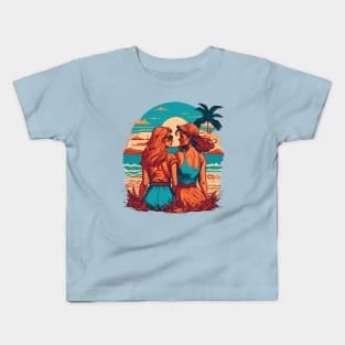 Two Girls on The Beach Kids T-Shirt